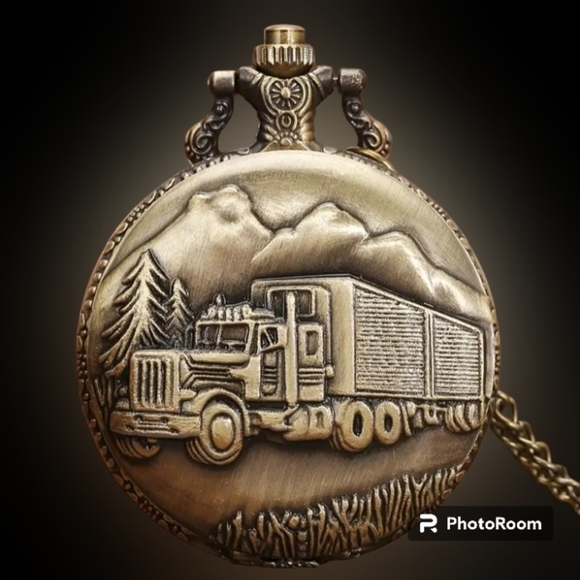 New In package Pocket watch 16" chain Bronge Trucker new - Picture 8 of 14
